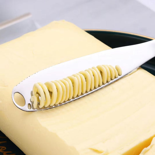 Stainless Steel Butter Knife with Cheese Cutter and Holes for Spreading Jam, Bread, and Desserts