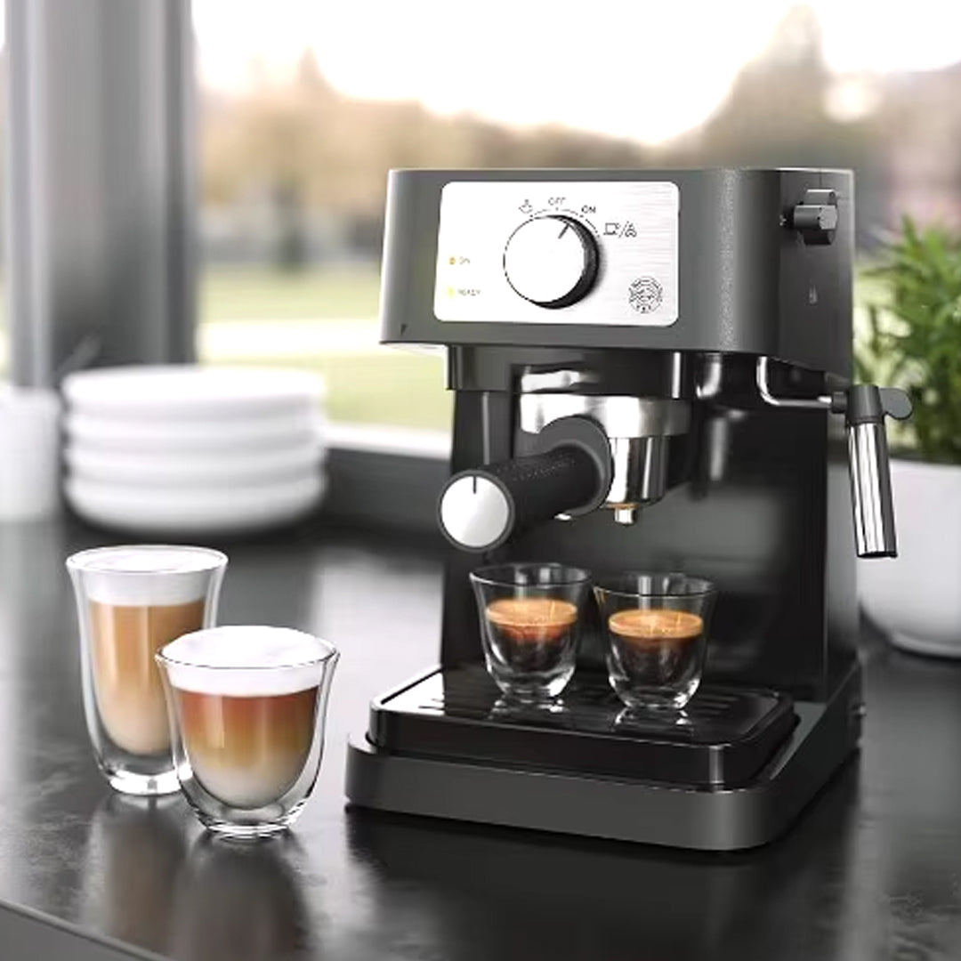 Black 15-Bar Manual Espresso Machine for Rich Flavor Extraction