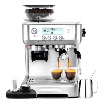 Barista-Grade Espresso Machine with Built-In Coffee Grinder