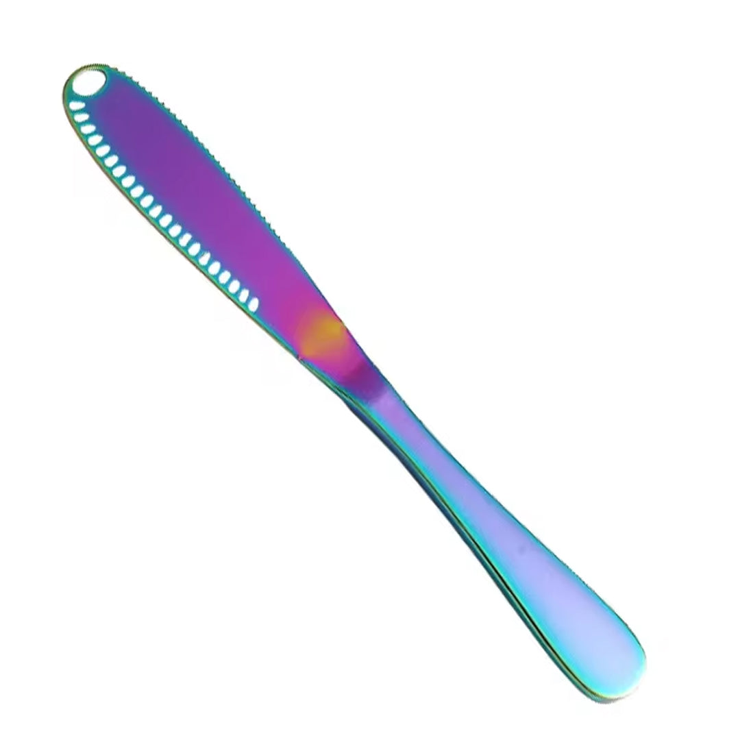 Stainless Steel Butter Knife with Cheese Cutter and Holes for Spreading Jam, Bread, and Desserts