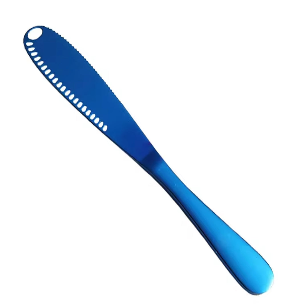 Stainless Steel Butter Knife with Cheese Cutter and Holes for Spreading Jam, Bread, and Desserts