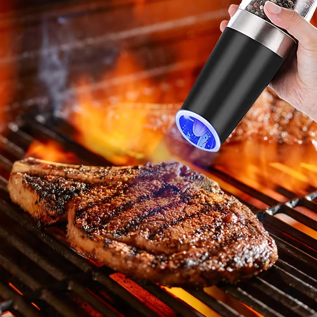 Premium Electric Salt and Pepper Grinder with Adjustable Coarseness and LED Light