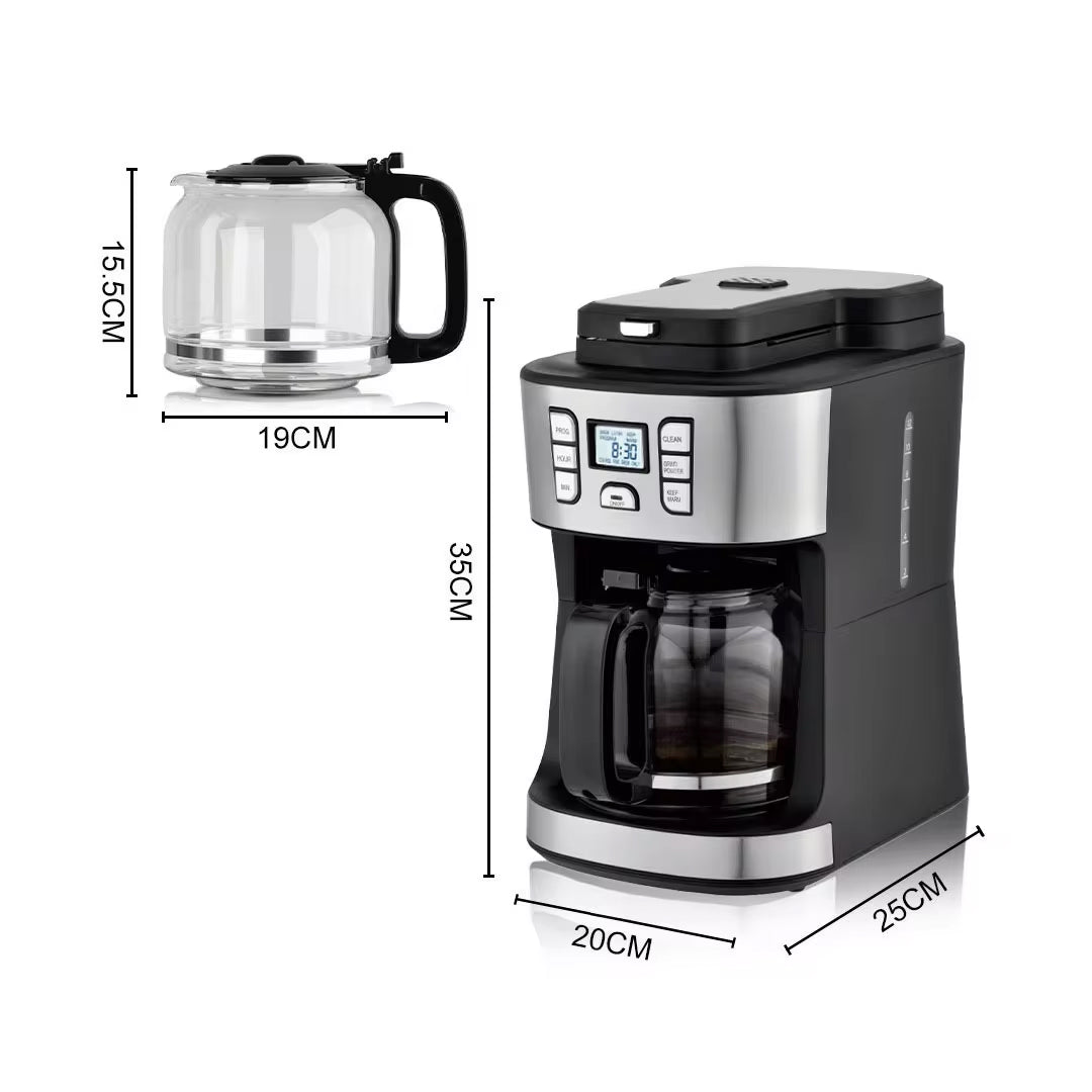 950W Automatic Drip Coffee Maker with Steam Function for Perfect Brews