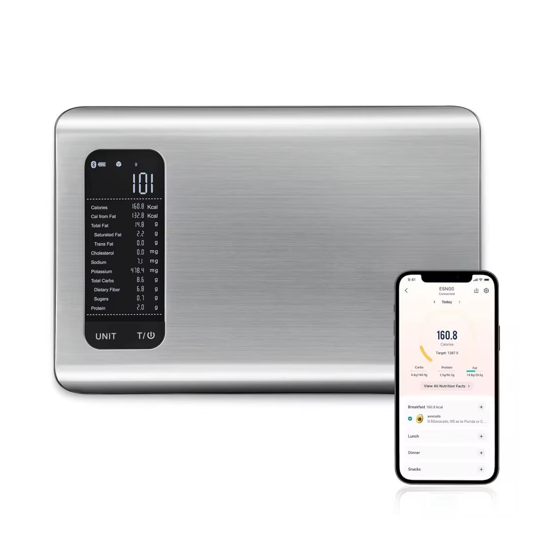 Digital Kitchen Food Scale with Smart Nutrition Tracking App for Grams and Ounces
