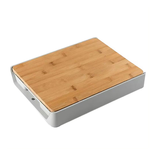 Bamboo Drawer Cutting Board with Integrated Cheese and Chopping Tools